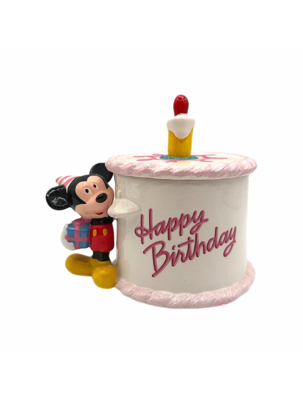 Vintage Disney Teleflora Minnie Mouse Happy Birthday Cake Ceramic Gift Container